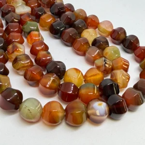 10mm Agate Multi Coloured (dyed) Beads - Hexagonal Gemstone Strand (38cm)