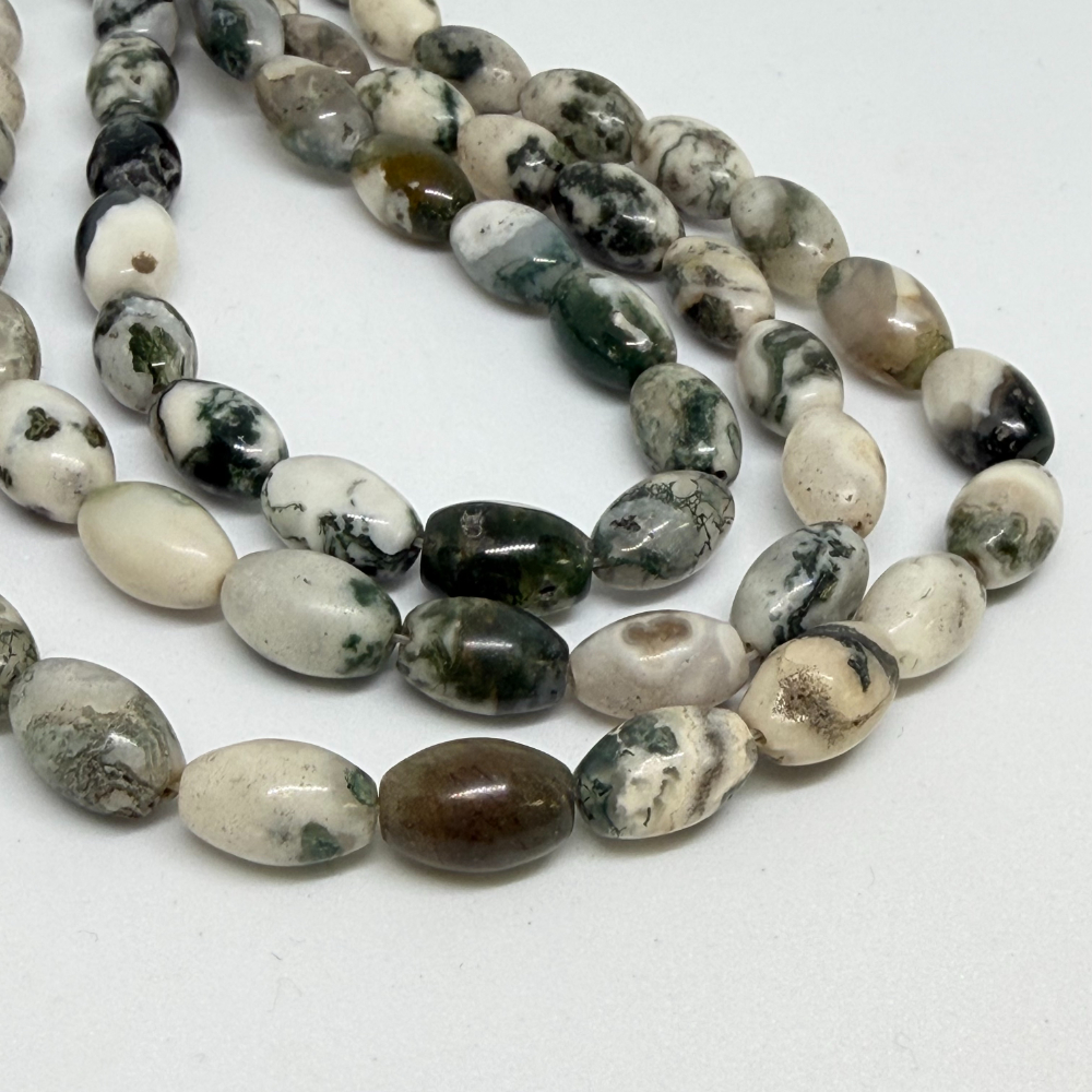 8 x 12mm Tree Agate Beads - Smooth Rice Shape Gemstone Strand (38cm) - Image 4