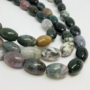 8 x 12mm Fancy Jasper Beads - Smooth Rice Shape Gemstone Strand (38cm)