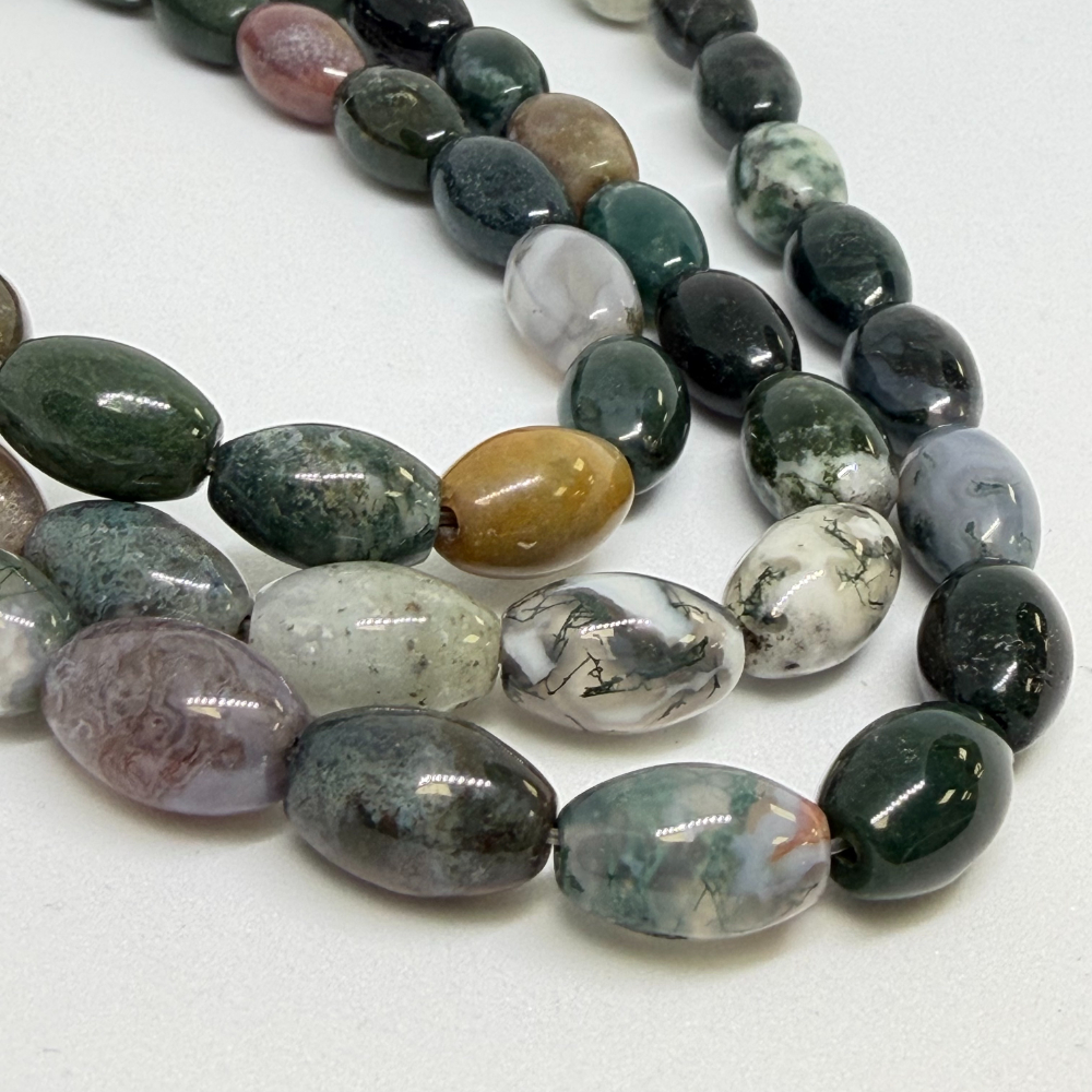 8 x 12mm Fancy Jasper Beads - Smooth Rice Shape Gemstone Strand (38cm)