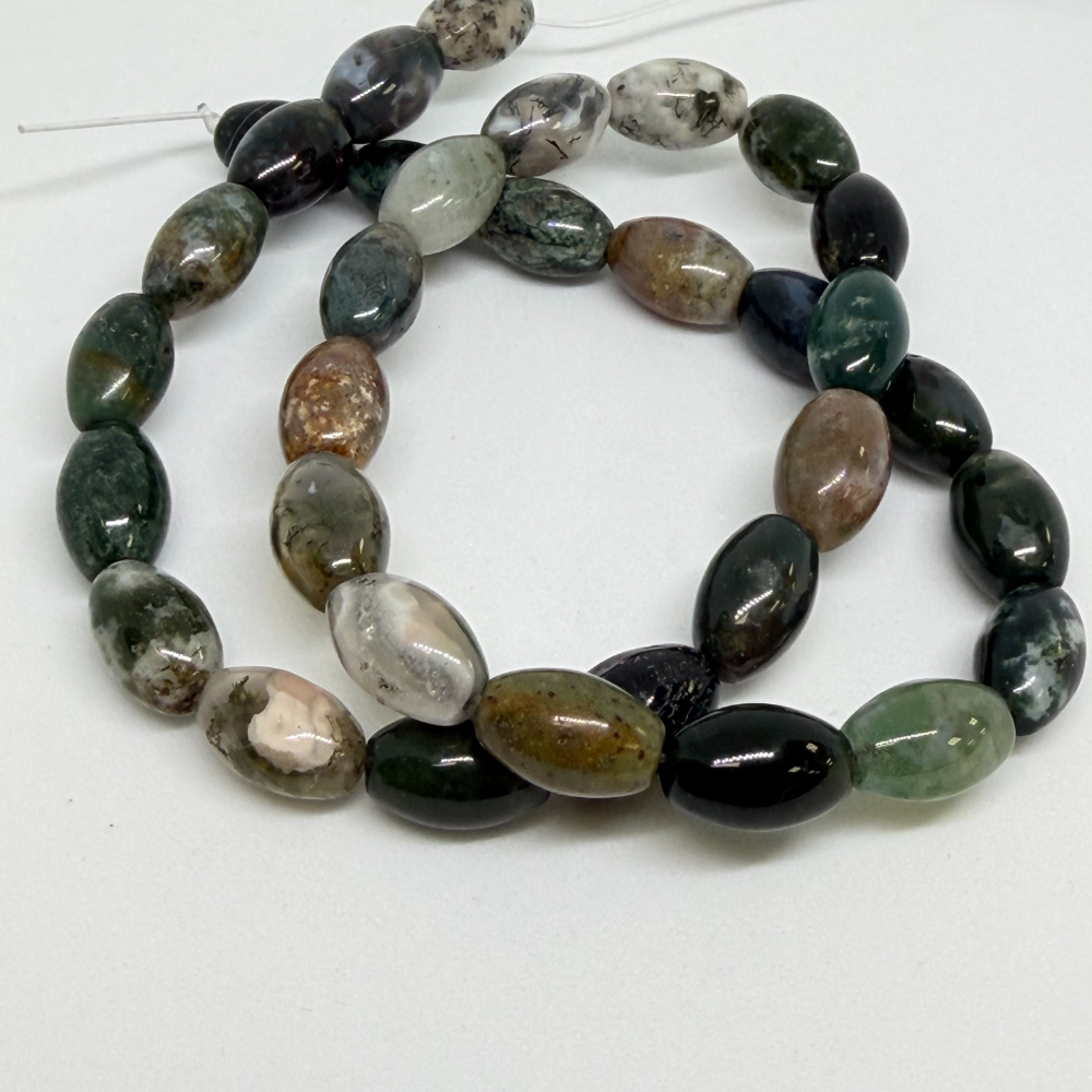 8 x 12mm Fancy Jasper Beads - Smooth Rice Shape Gemstone Strand (38cm) - Image 2