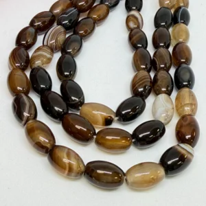 10 x15mm Agate Striped (dyed) Beads - Smooth Drum Gemstone Strand (38cm)