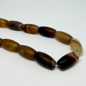 8 x 16mm Agate Striped (dyed) Beads - Smooth Drum Gemstone Strand (38cm)
