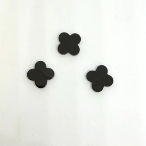 12 x 12 x 2mm Agate Black (dyed) - Flat Quatrefoil 3pc Pack