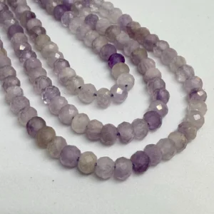 3 x 4mm Lavender Amethyst Beads - Faceted Roundelle Gemstone Strand (38cm)