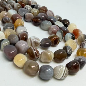 6 x 8mm Botswana Agate Beads - Nugget Gemstone Strand (38cm)