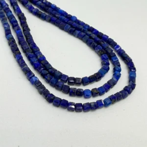 2 x 2mm Lapis Lazuli Beads - Faceted Cube Gemstone Strand (38cm)