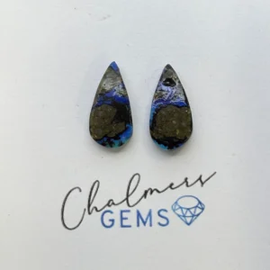 Neon Azurite Mixed Shape Cabochons Approx 15 -25mm Pair