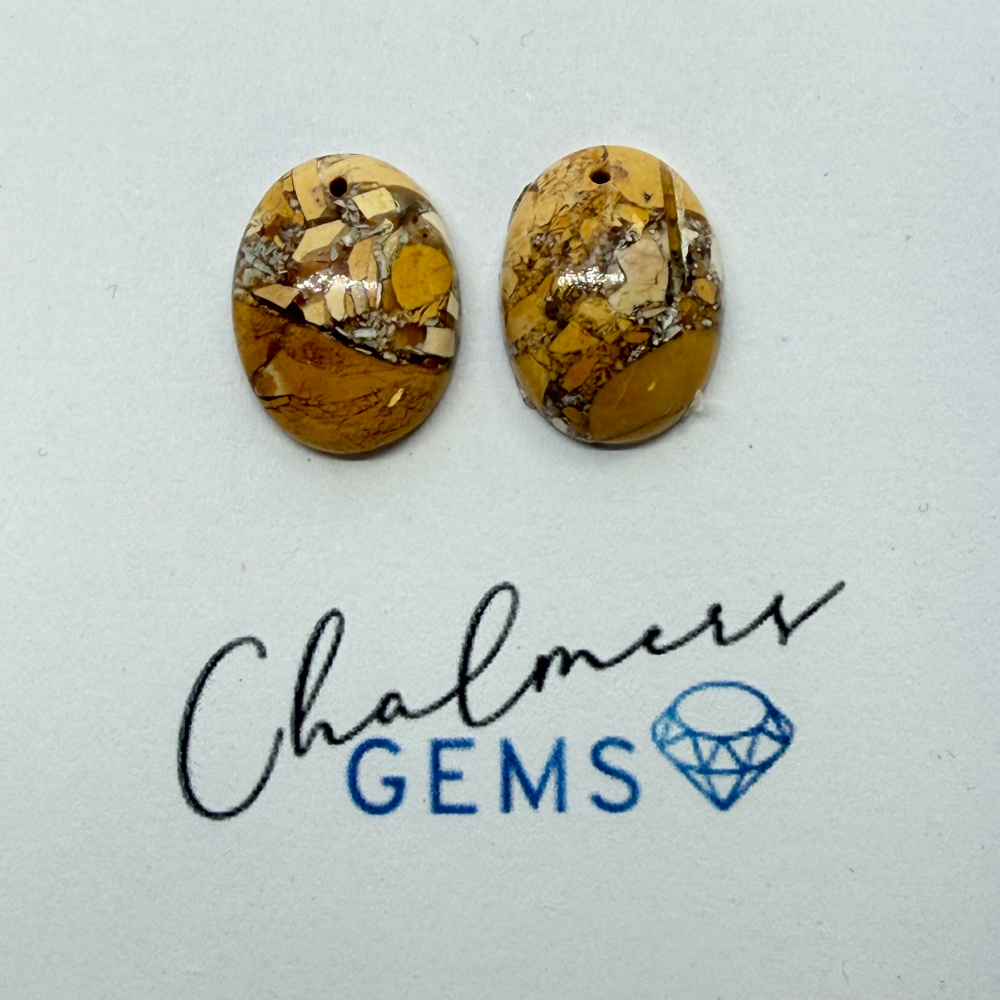 Brecciated Mookaite Mixed Shape Cabochons Approx 15 -25mm Drilled Pair