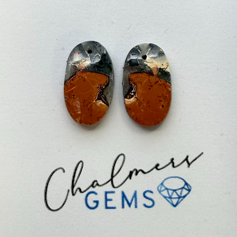 Malingano Jasper Mixed Shape Cabochons Approx 15 -25mm Drilled Pair