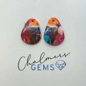 Mohave Multi Colour (constructed & dyed) Mixed Shape Cabochons Approx 15 -25mm Drilled Pair