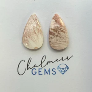 Peach Scolecite Mixed Shape Cabochons Approx 15 -25mm Pair