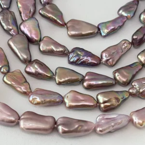 Fresh Water Cultured Metallic Purple Pearl Triangular Shape Approx 12 x 6mm 32cm String