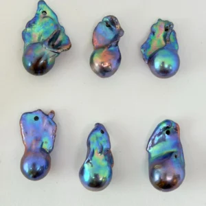 Fresh Water Cultured Peacock (dyed) Pearl Baroque Approx 10 - 30mm Top Drilled with 2mm Hole 1pc