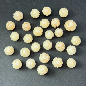 Fresh Water Cultured White Pearl Carved Flower Half Drilled Approx 8mm 1pc