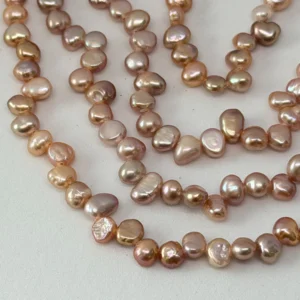 Fresh Water Cultured Peach Pearl Buttons Approx 3.5 - 4.5mm 32cm String