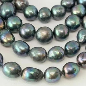 Fresh Water Cultured Peacock (dyed) Pearl Near Round Approx 12 - 14mm 32cm String