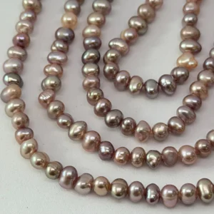 Fresh Water Cultured Mixed Purple Pearl Nugget Approx 3.5 - 4mm 32cm String
