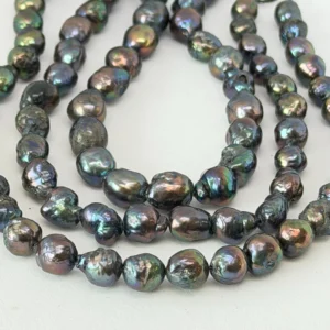 Fresh Water Cultured Peacock (dyed) Pearl Wrinkly Near Rounds  Approx 8 - 9mm 32cm String