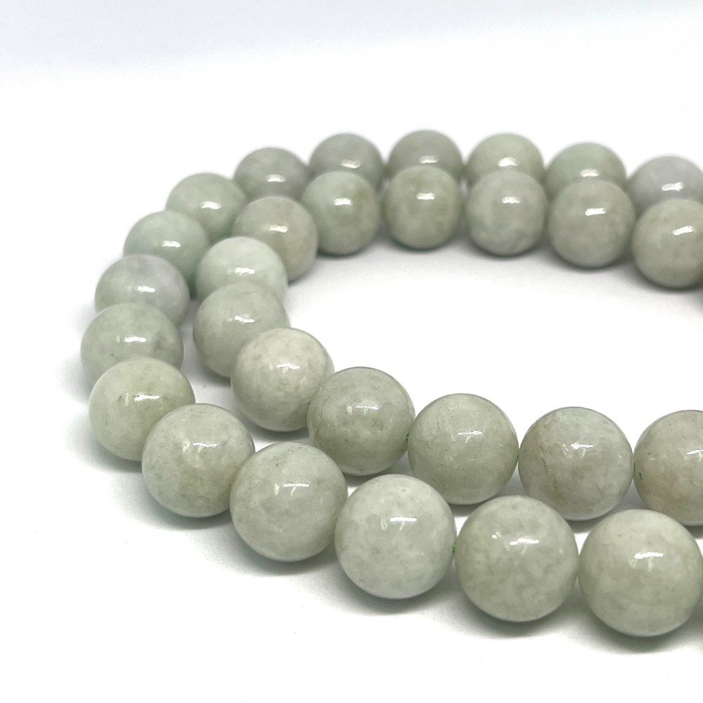 Green Jadeite (Burma) 14mm Smooth Round Beads 38cm Strand