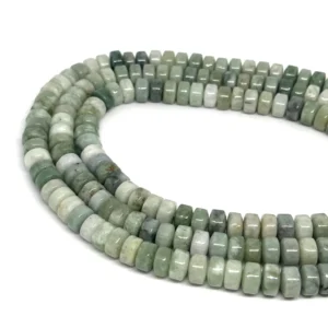 Green Jadeite (Burma) 8x4mm Wheel Beads 38cm Strand