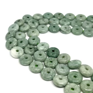 Green Jadeite (Burma) 15mm Donut Beads 38cm Strand