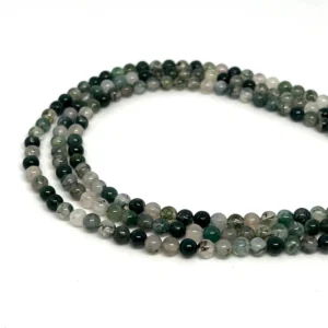 Moss Agate 4mm Smooth Round Beads 38cm Strand HK