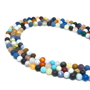 Mixed Gemstone (may included dyed gems)  6mm Matt Round Beads 38cm Strand HK