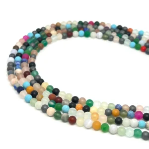 Mixed Gemstone (may include dyed gems) 4mm Matt Round Beads 38cm Strand HK