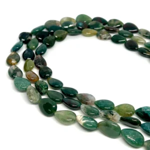 Moss Agate Tear Drop 14 x 10mm Beads 38cm Strand HK