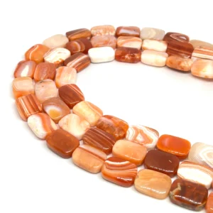 Striped Red Agate Flat Rectangle 18 x 13mm Beads 38cm Strand HK