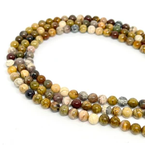 Silver Leaf Jasper 6mm Smooth Round Beads 38cm Strand HK