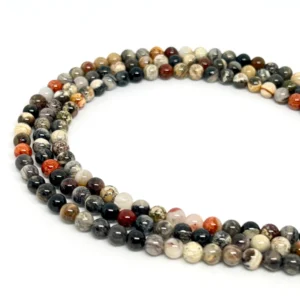 Silver Leaf Jasper 4mm Smooth Round Beads 38cm Strand HK
