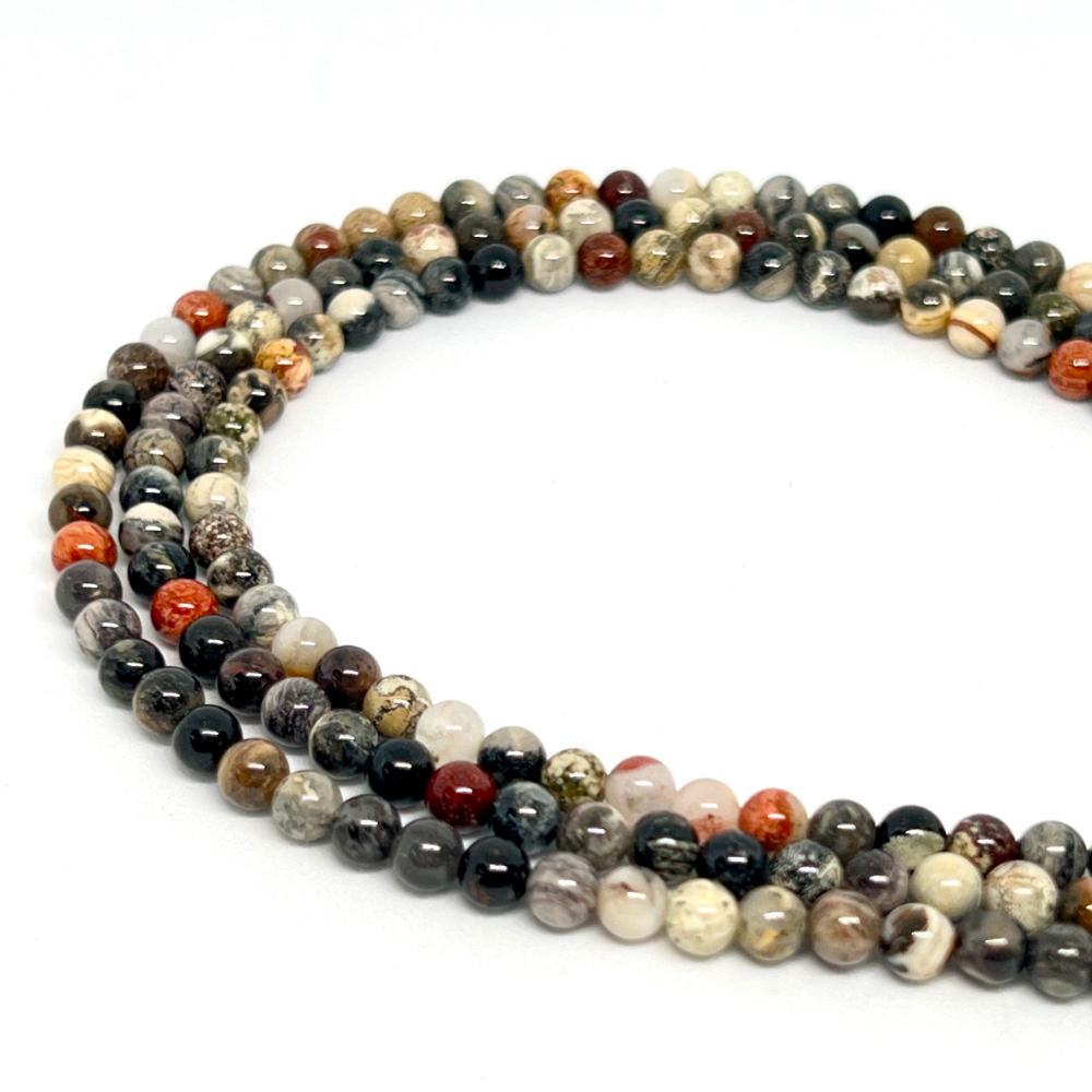 Silver Leaf Jasper 4mm Smooth Round Beads 38cm Strand HK