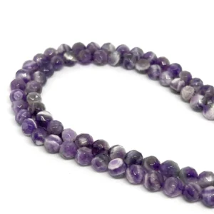 Chevron Amethyst 6mm Faceted Round Beads 38cm Strand HK