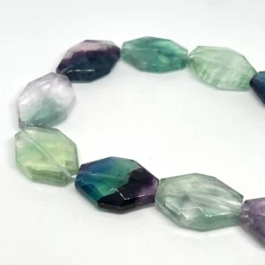 Fluorite 16-22 x 30mm Goemetric Faceted Beads 12-13pcs on Strand
