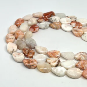 Red Bamboo Agate 13x18mm Twisted Oval Beads 38cm Strand HK