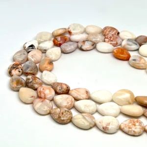 Red Bamboo Agate 17 x 12mm Drop Shaped Beads 38cm Strand HK