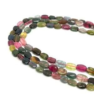 Multi Tourmaline 8 x 5mm Flat Nugget Beads 38cm Strand HK