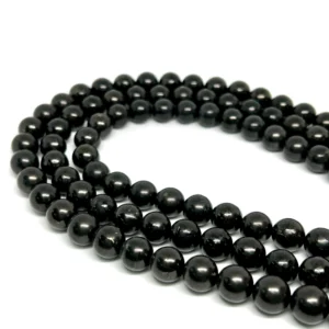 Shungite 10mm Smooth Rounds 38cm Strand HK