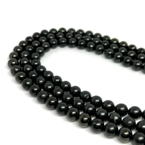 Shungite 8mm Smooth Rounds 38cm Strand HK