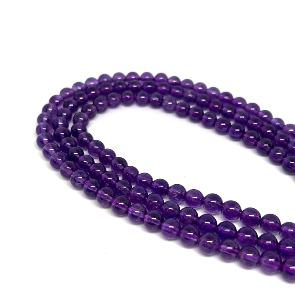 Amethyst 6mm Smooth Rounds 38cm Strand HK
