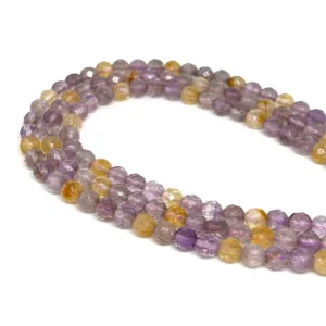 Amethyst and Citrine 6mm Faceted Rounds 38cm Strand HK
