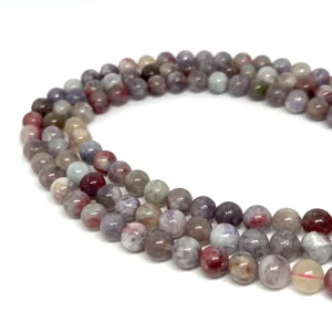 Plum Blossom Tourmaline 8mm Smooth Rounds 38cm Strand HK