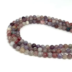 Plum Blossom Tourmaline 6mm Smooth Rounds 38cm Strand HK