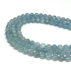 Aquamarine 8mm Smooth Rounds 38cm Strand HK