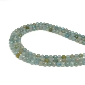 Multi Aquamarine 5mm Smooth Rounds 38cm Strand HK