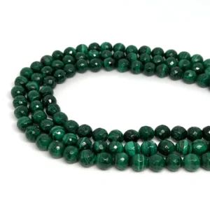 Malachite 8mm Faceted Rounds 38cm Strand HK