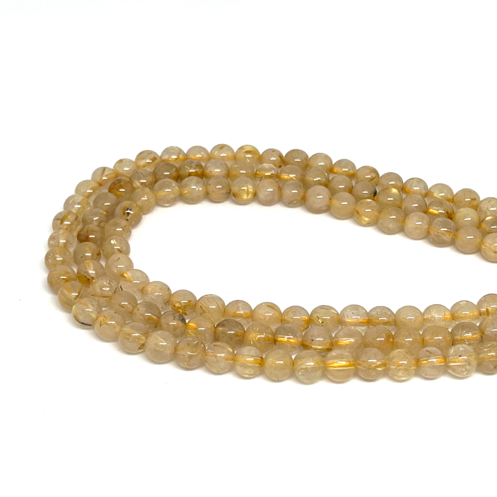 Golden Rutile Quartz 6mm Smooth Rounds 38cm Strand HK
