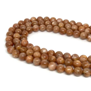 Peach Moonstone 8mm Smooth Rounds 38cm Strand HK